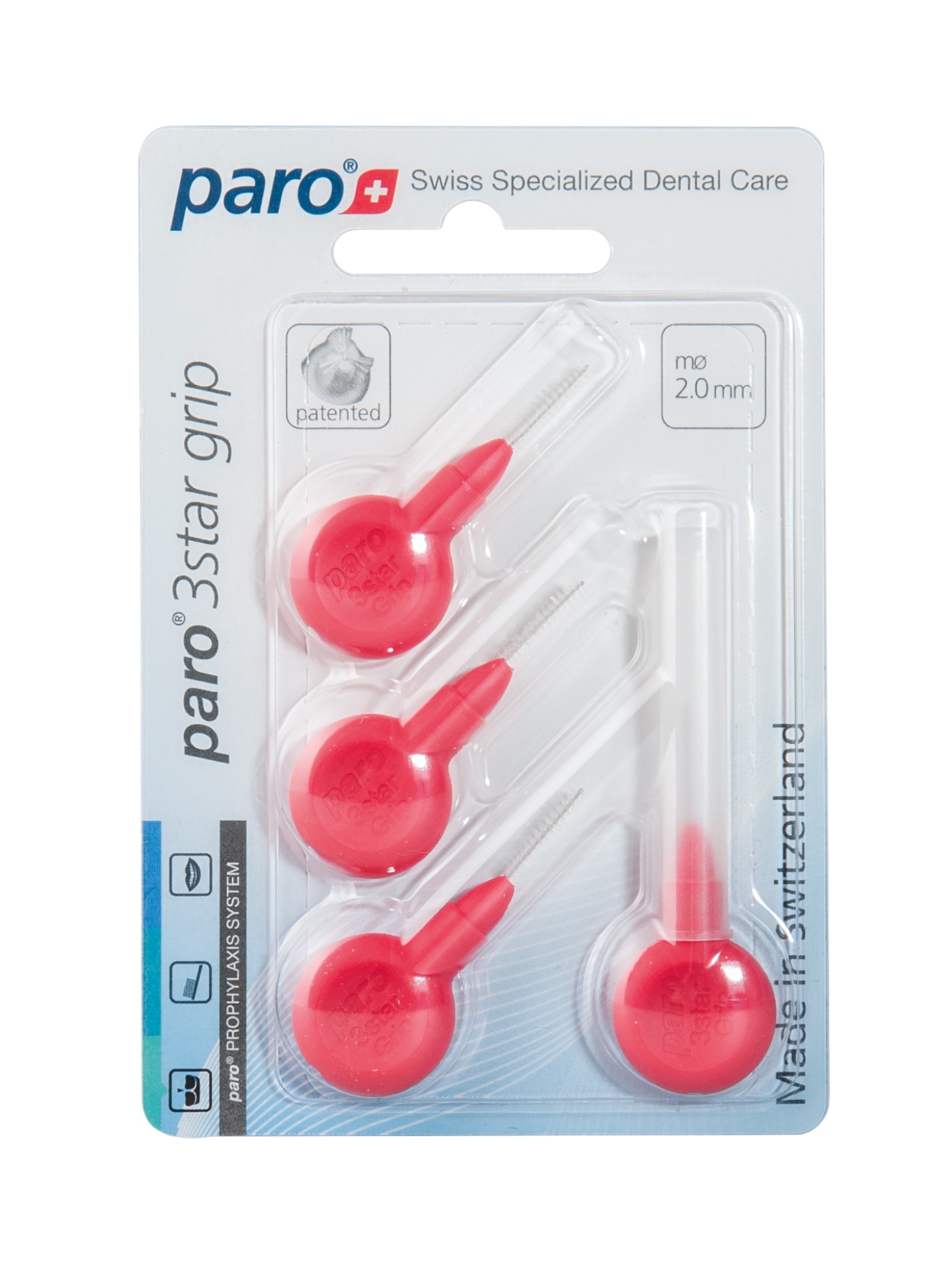Ершик межзубный Paro Swiss paro 3star-grip, xxx-тонкие, красные, 2 мм, 4 шт (7.1091) - Фото 1