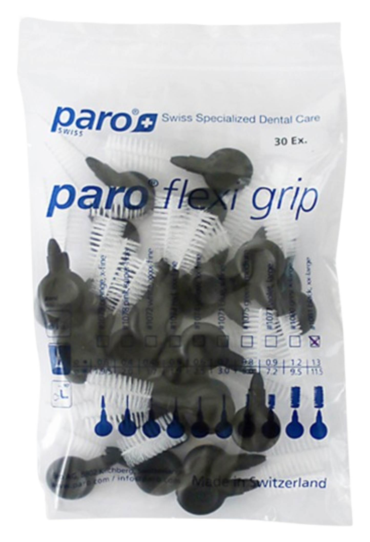 Ершик межзубный Paro Swiss paro flexi grip, xx-большой, черный, цилиндр., 11.5 мм, 30 шт. (7.81081) - Фото 1