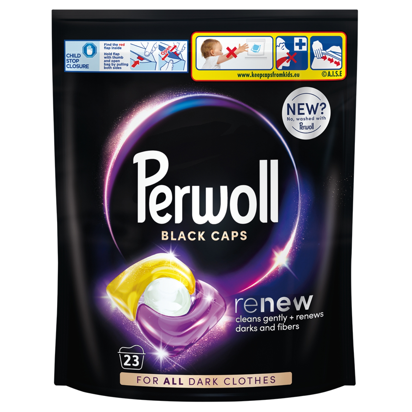 Капсулы для стирки Perwoll темных и черных вещей 23 шт. - Фото 1