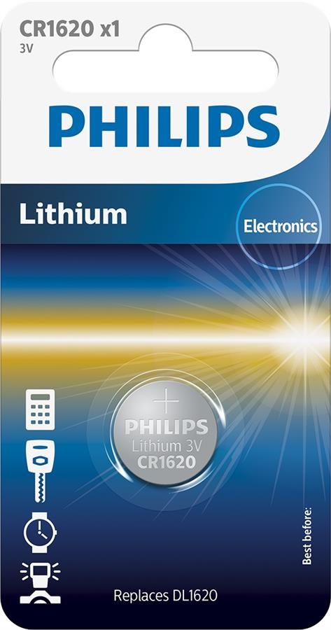 Батарейка Philips Lithium CR 1620 BLI 1 (CR1620/00B) - Фото 1