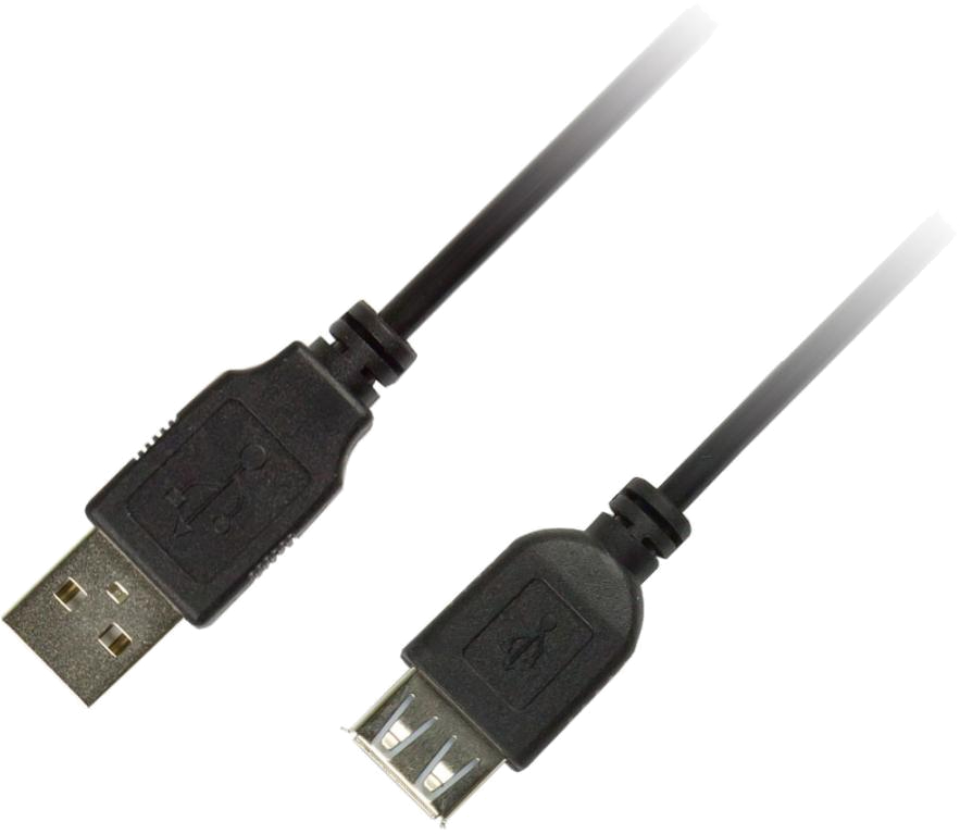 Кабель Piko USB 2.0 AM-AF 1.8m Black (1283126474125) - Фото 1