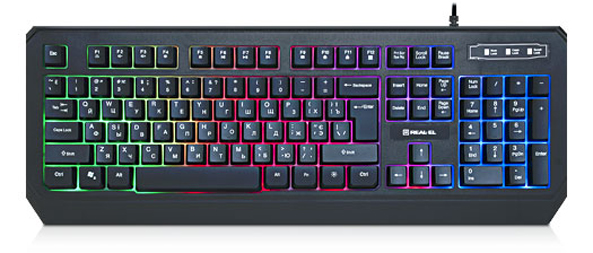 Клавиатура проводная игровая REAL-EL Comfort 7001 Black USB - Фото 1