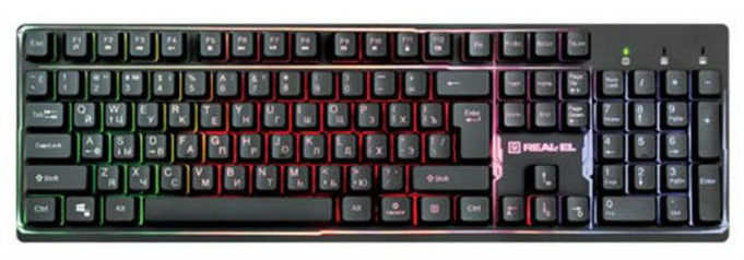 Клавиатура проводная REAL-EL Comfort 7011 Backlit Black USB - Фото 1