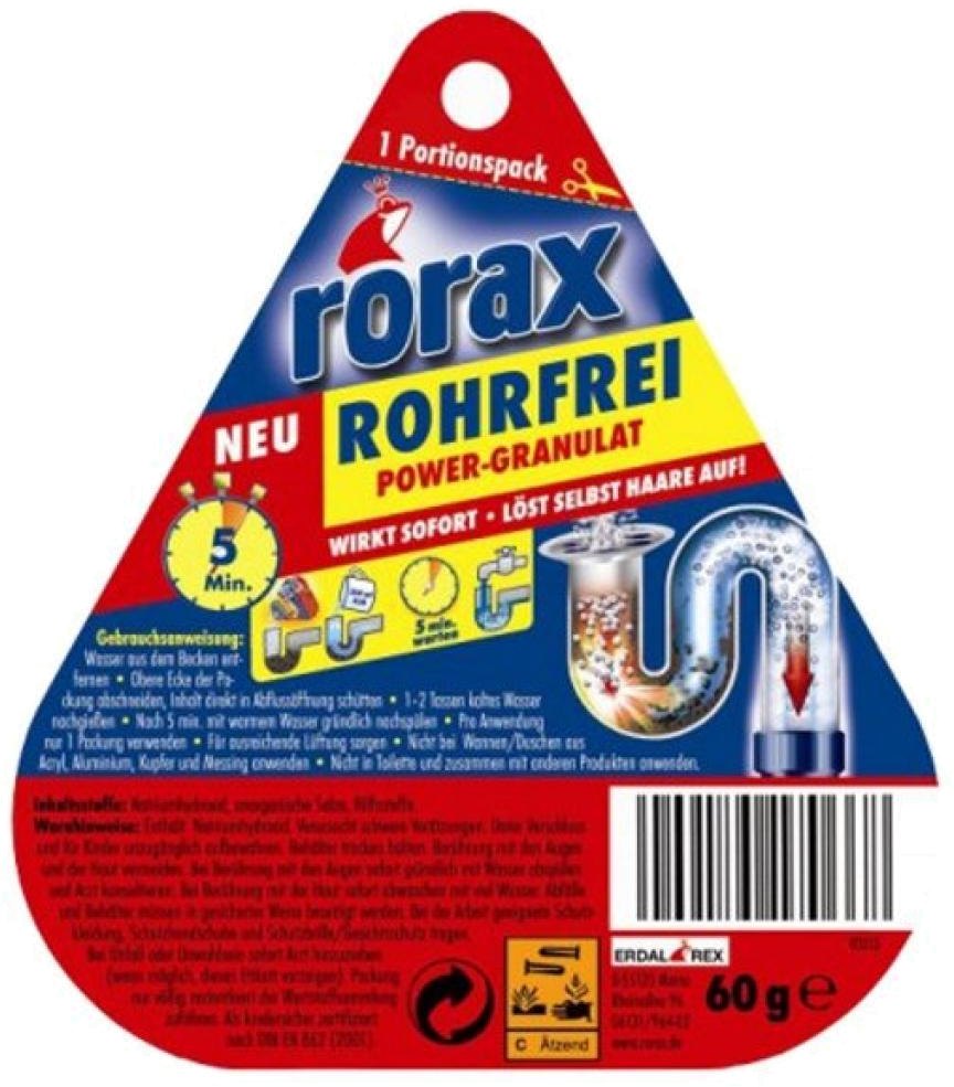 Засіб для миття у ванній кімнаті RORAX Гранулы д/сливных труб 60 г - Фото 1