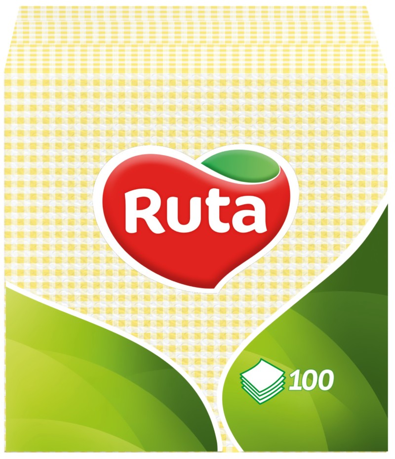 Салфетки бумажные Ruta 1 слой 24х24 см 100 шт. Желтые (4820023740501) - Фото 1