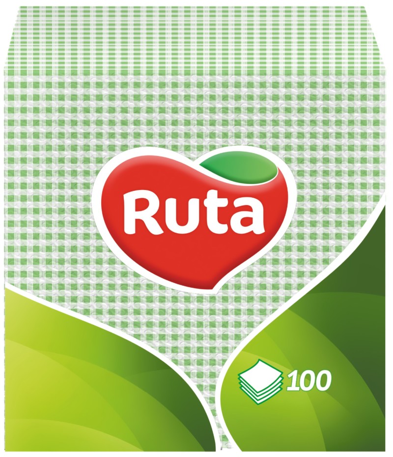 Салфетки бумажные Ruta 1 слой 24х24 см 100 шт. Зеленый (4820023740518) - Фото 1