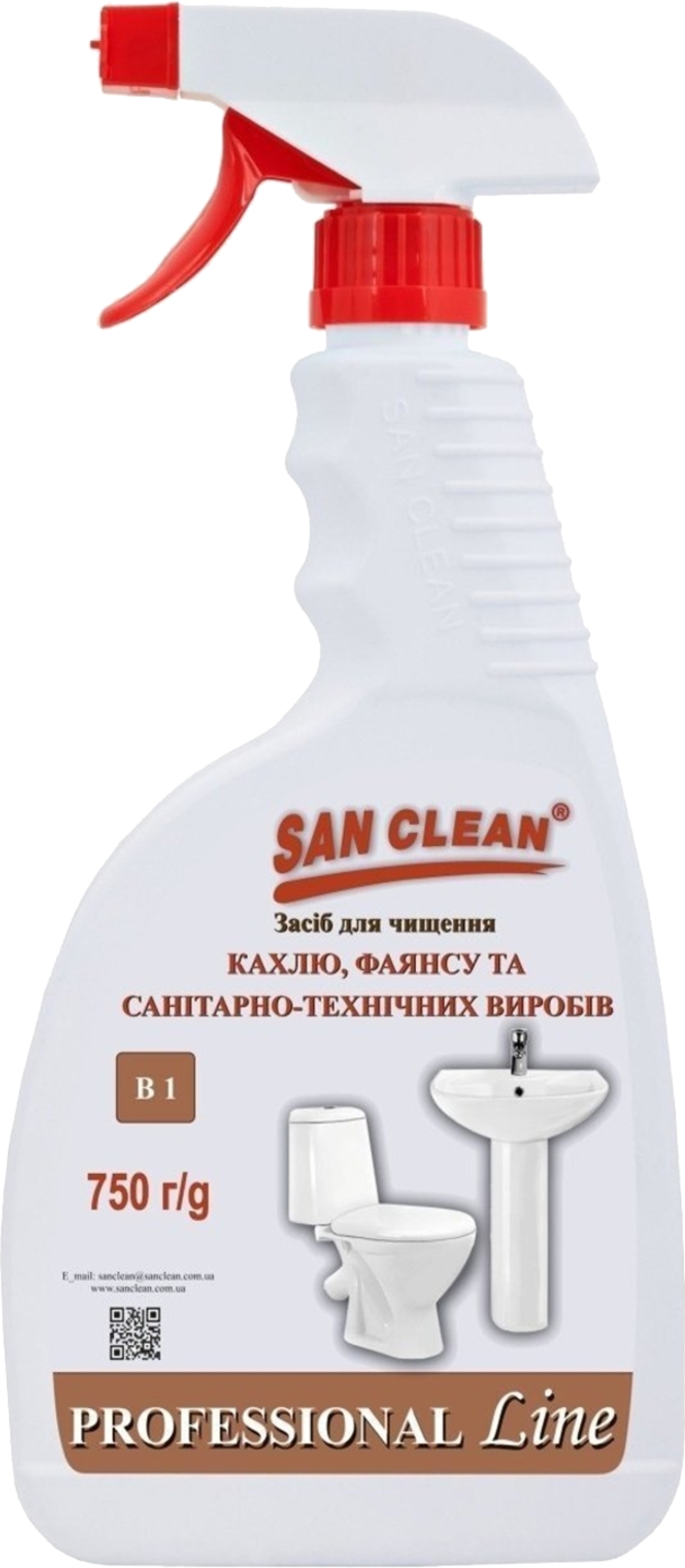 Средство для мытья в ванной комнате San Clean PROFESSIONAL LINE 750 мл (4820003544211) - Фото 1