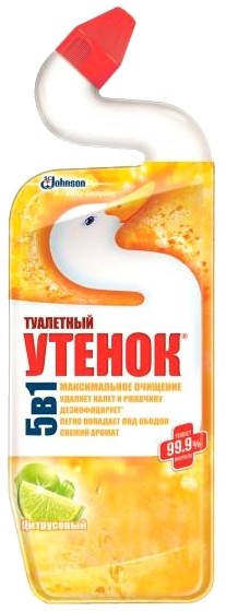 Средство для чистки унитаза SC Johnson Туалетный утенок 5 в 1 Цитрусовый 500 мл (4823002000733) - Фото 1