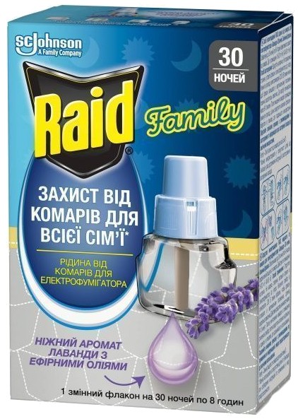 Фумигант жидкость Raid Лаванда 30 ночей 22 мл (5000204203493) - Фото 1