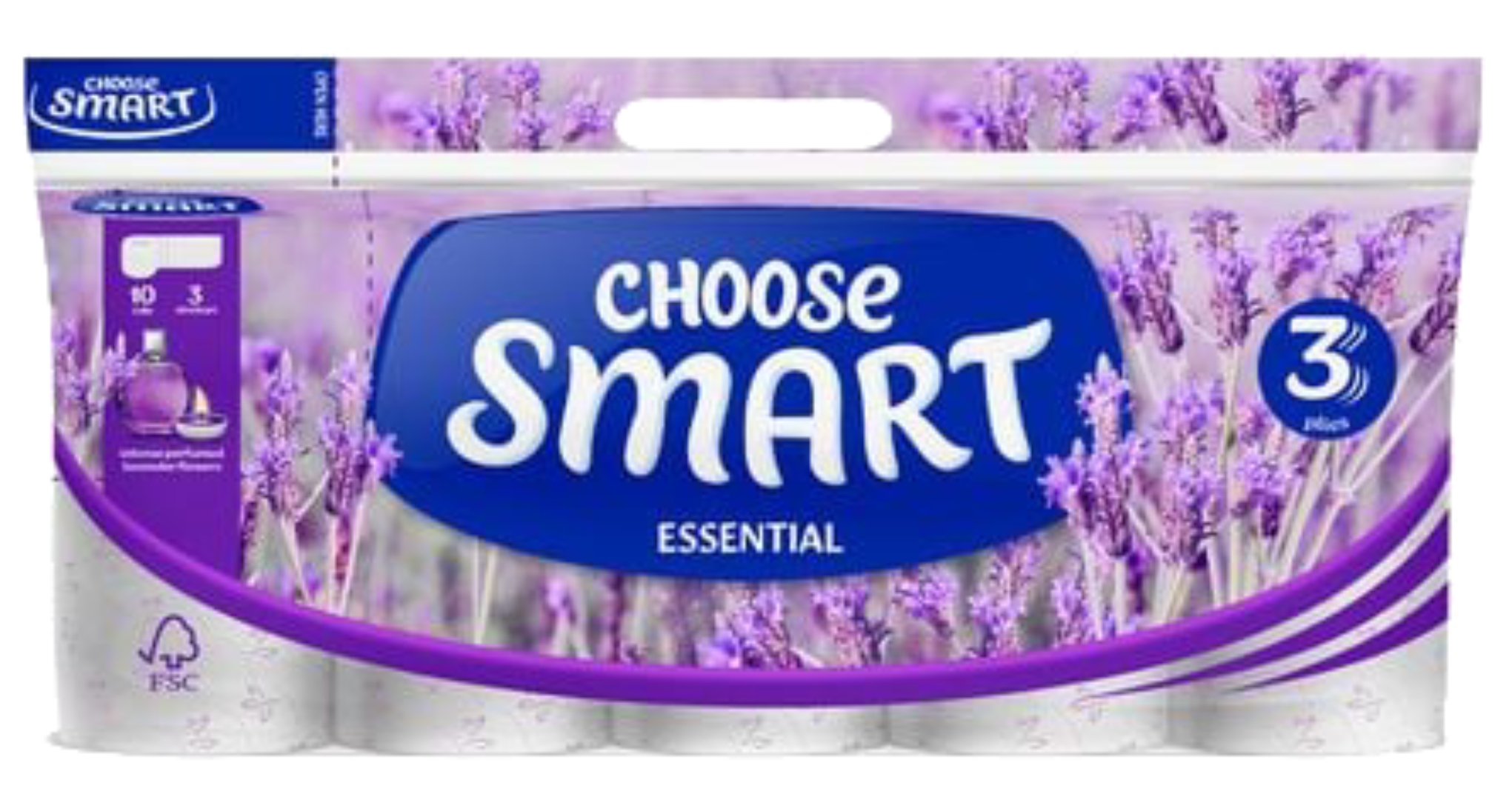 Туалетная бумага Smart ESENTIAL Лаванда 3 слоя, 10 рул. по 14,4м - Фото 1