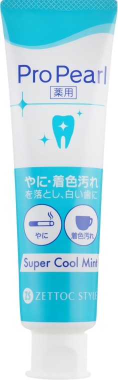 Зубная паста Zettoc Pro Pearl Super Cool Mint со вкусом ледяной мяты 100 г (4582118954308) - Фото 1