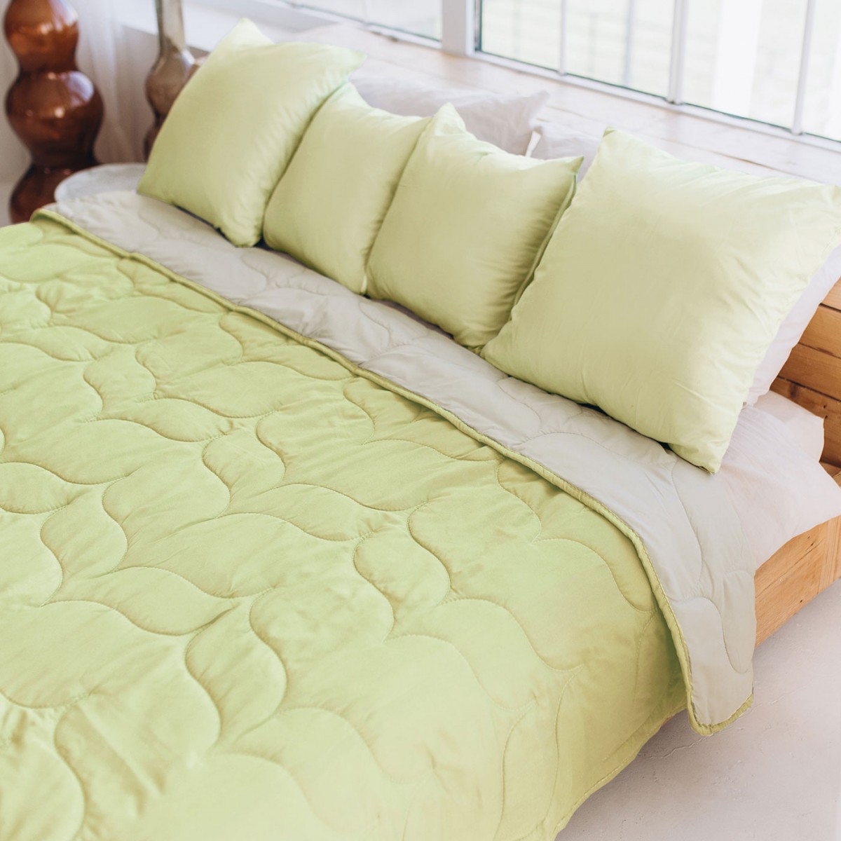 Купить Покрывало двуспальное Sonex Tahiti двухстороннее 220х240 см Лаймово-бежевое (SO102520) - Фото 1 Покрывало двуспальное Sonex Tahiti двухстороннее 220х240 см Лаймово-бежевое (SO102520) - Фото 1