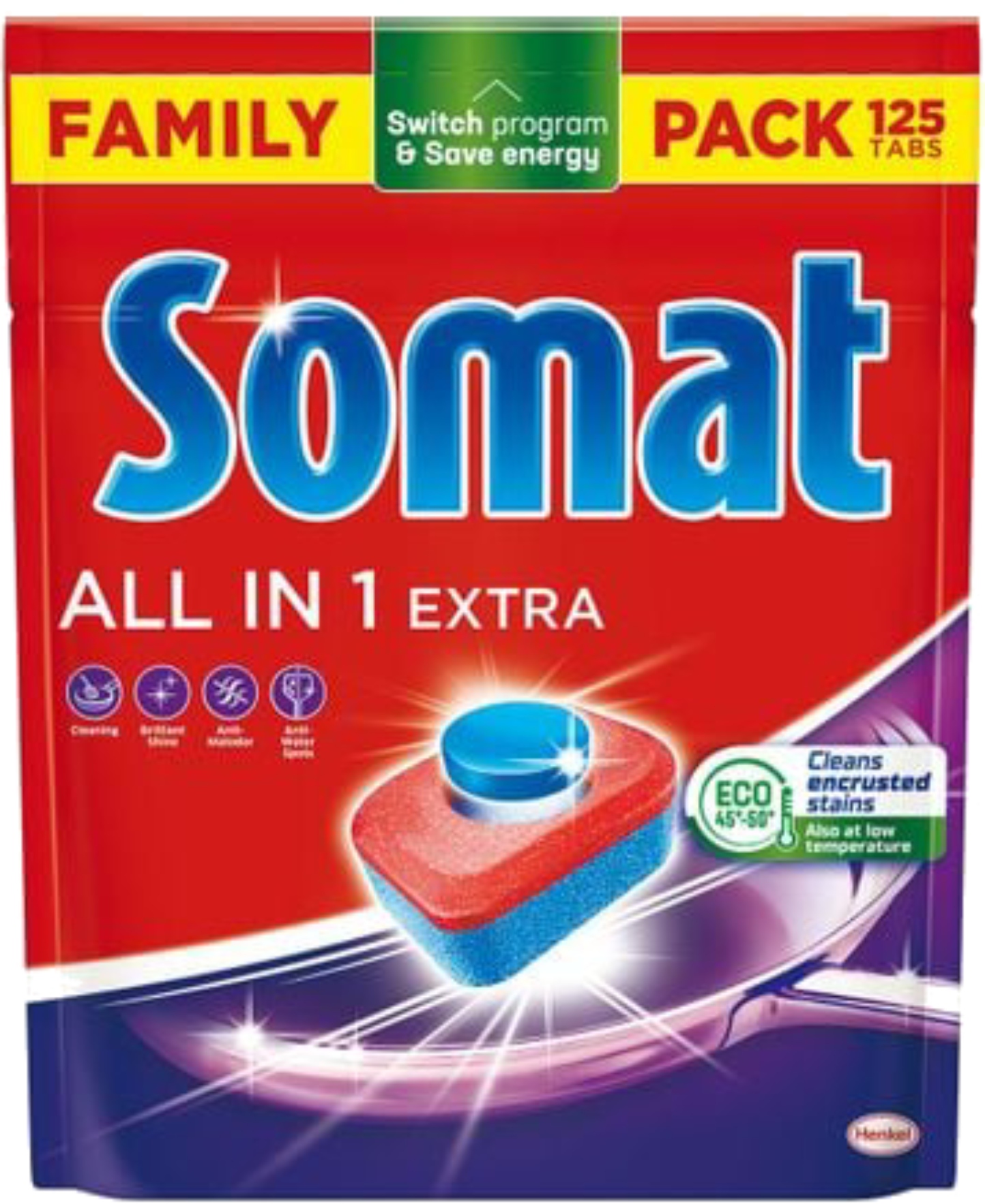 Таблетка для посудомоечной машины Somat All in 1 Extra 125 шт - Фото 1
