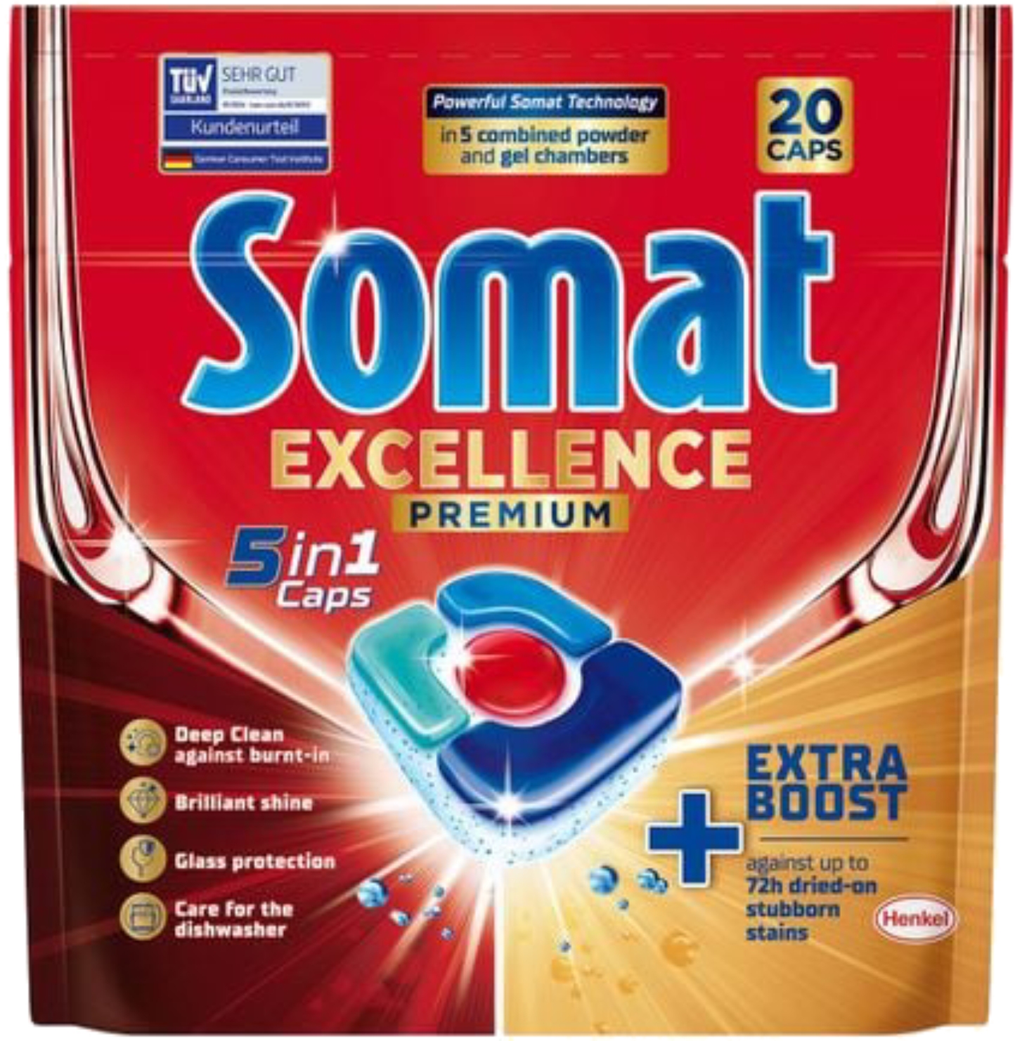 Таблетка для посудомоечной машины Somat Exellence 5-в-1, 20 шт - Фото 1