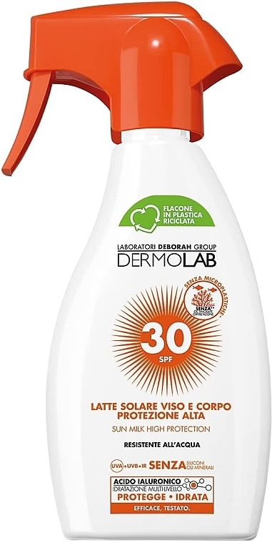Засіб для засмаги DERMOLAB молочко для обличчя та тіла SPF 30 250 мл (8009518491678) - Фото 1
