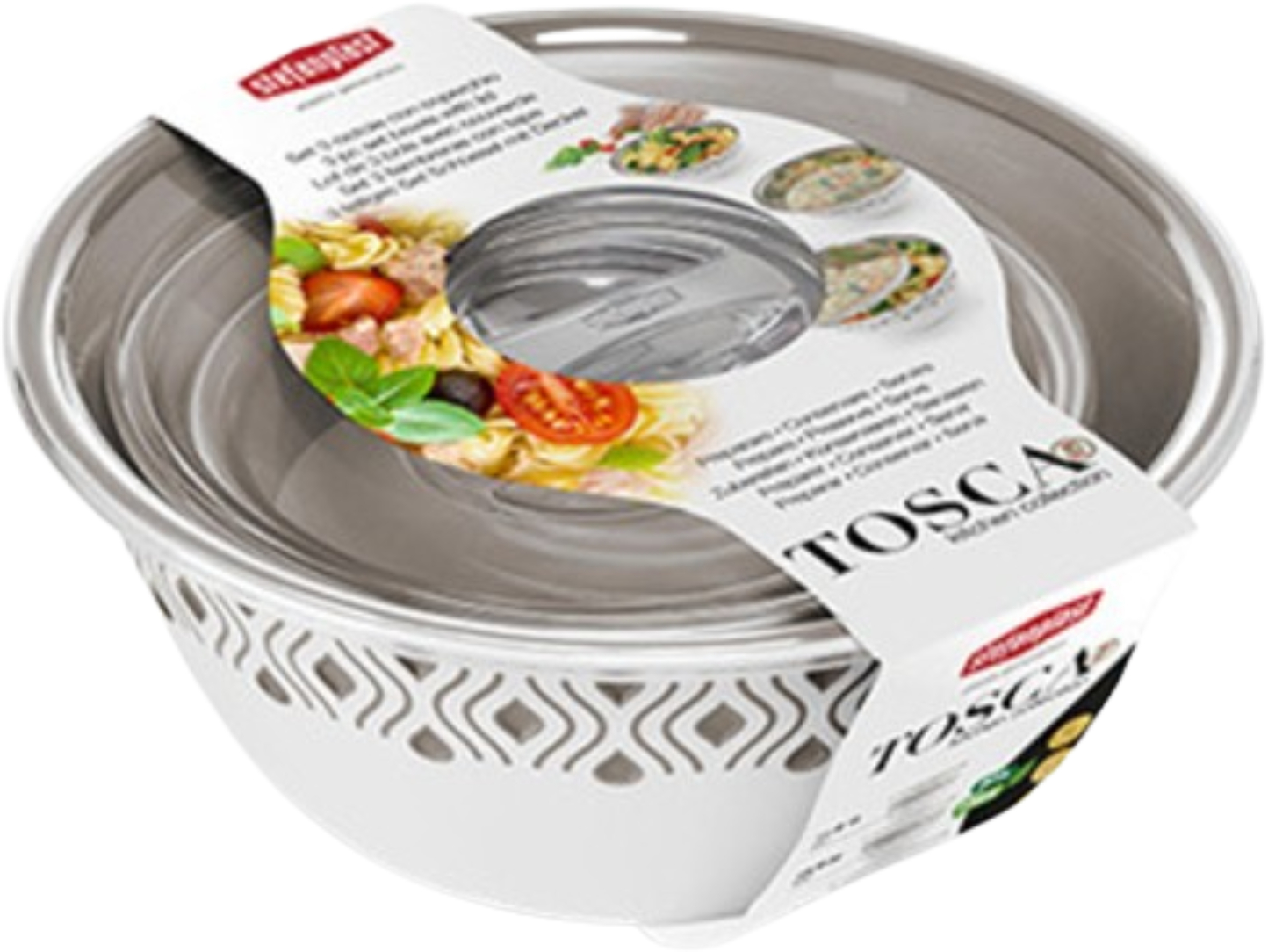 Миска Stefanplast TOSСA 3 шт. с крышками бело-серые (55200) - Фото 1