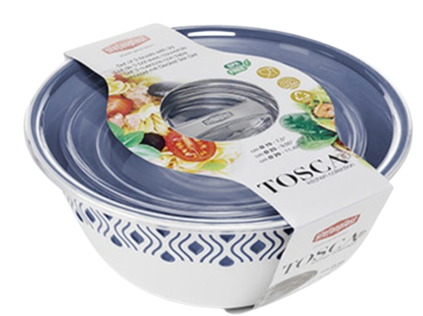 Миска Stefanplast TOSСA 3 шт. с крышками бело-синие (55201) - Фото 1