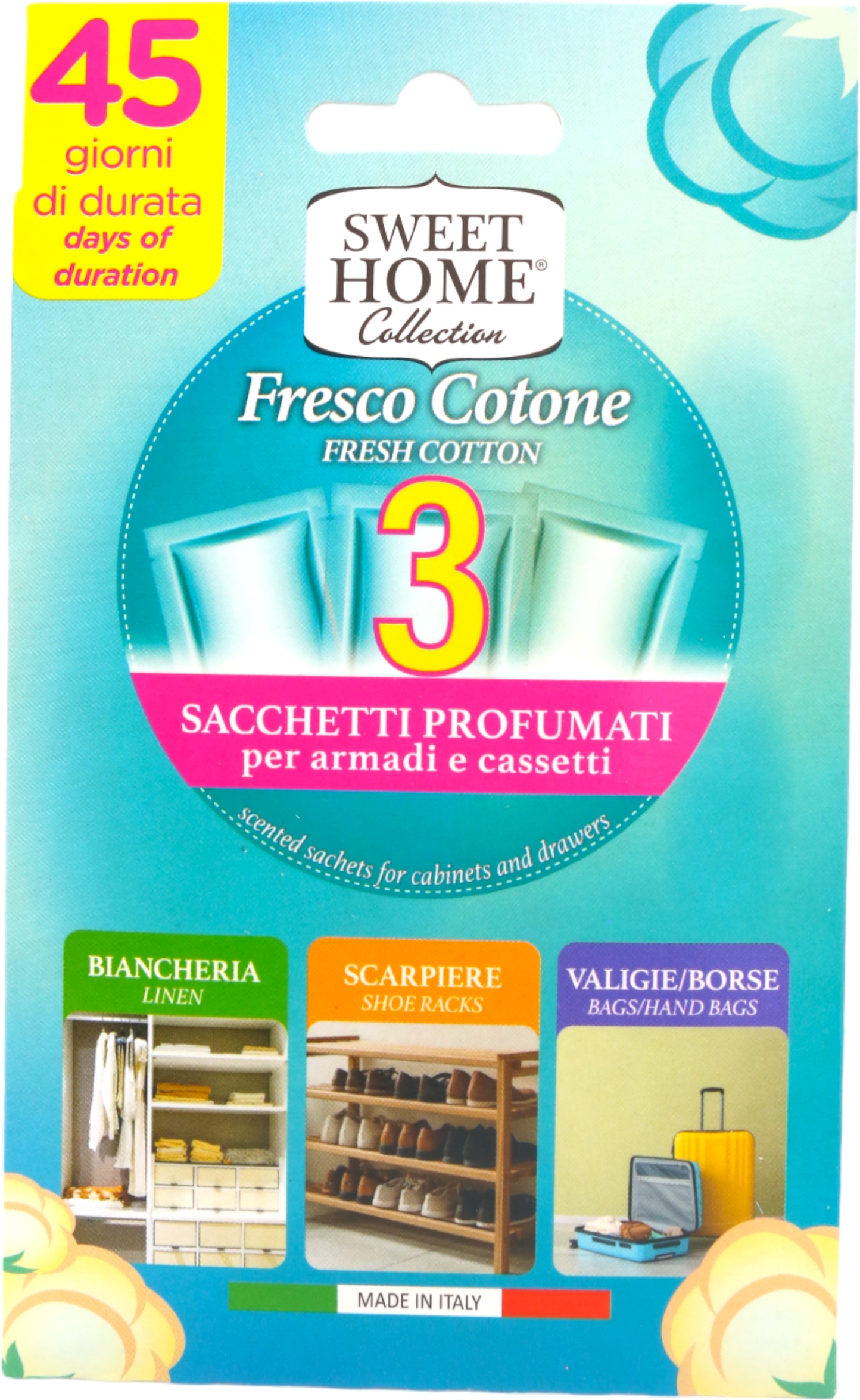 Ароматическое саше Sweet Home СВЕЖОСТЬ ХЛОПКА 3 шт. (SHCFPCF3) - Фото 1