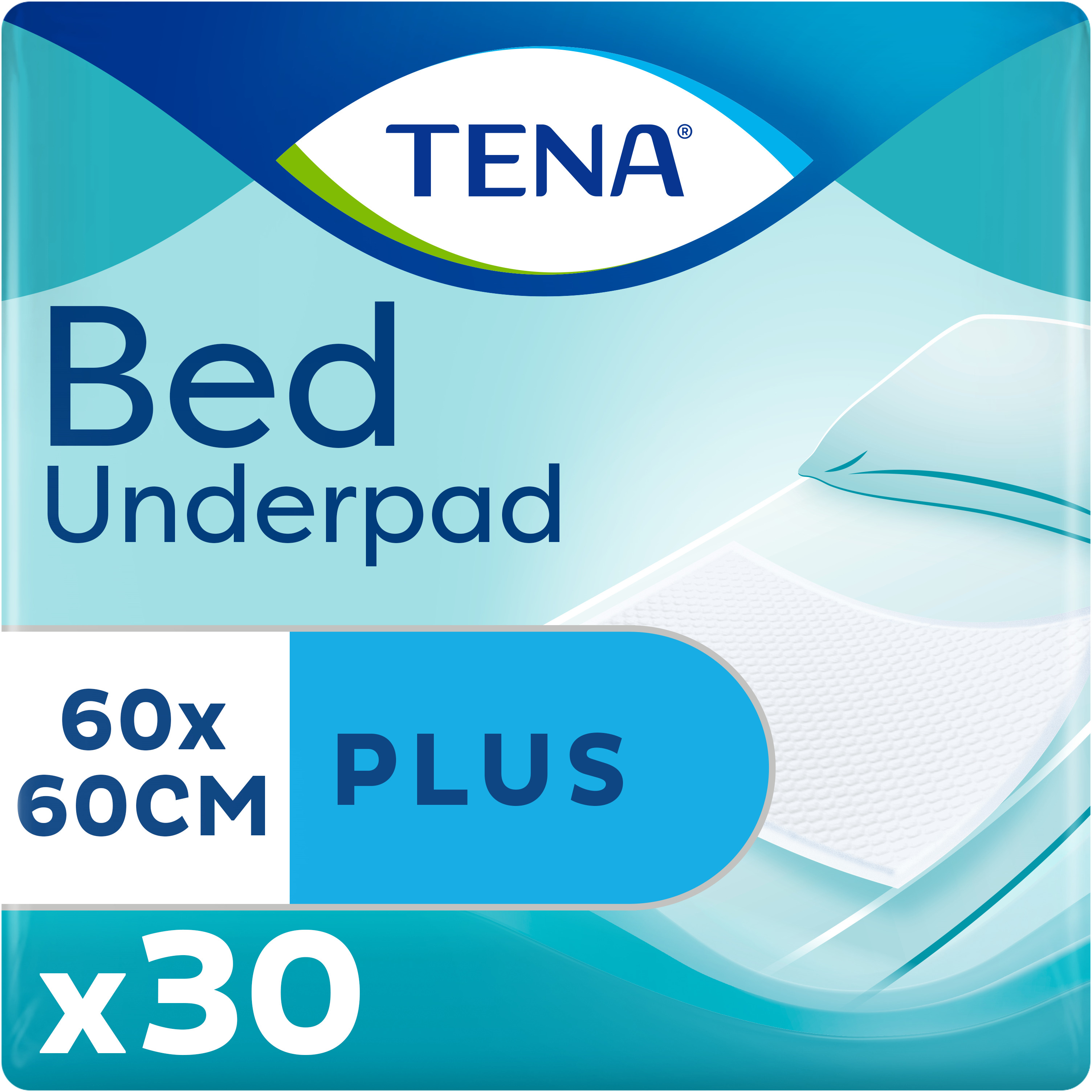 Пеленки для детей Tena Plus 60x60 см 30 шт. (7322540800746) - Фото 1