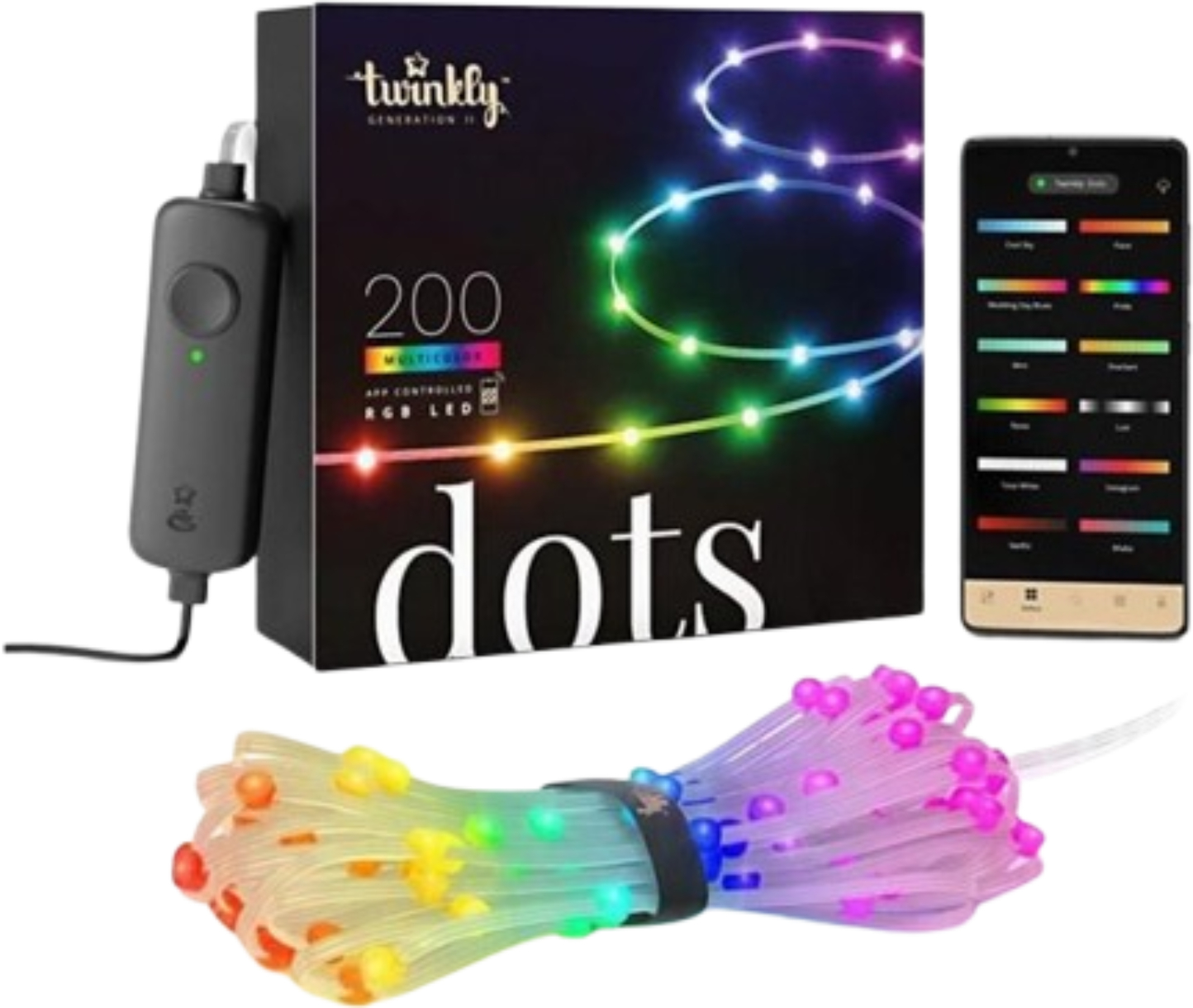 Гирлянда линейная Twinkly Dots Lights RGB 200 IP44 20м USB-C (TWD200STP-TEU) - Фото 1
