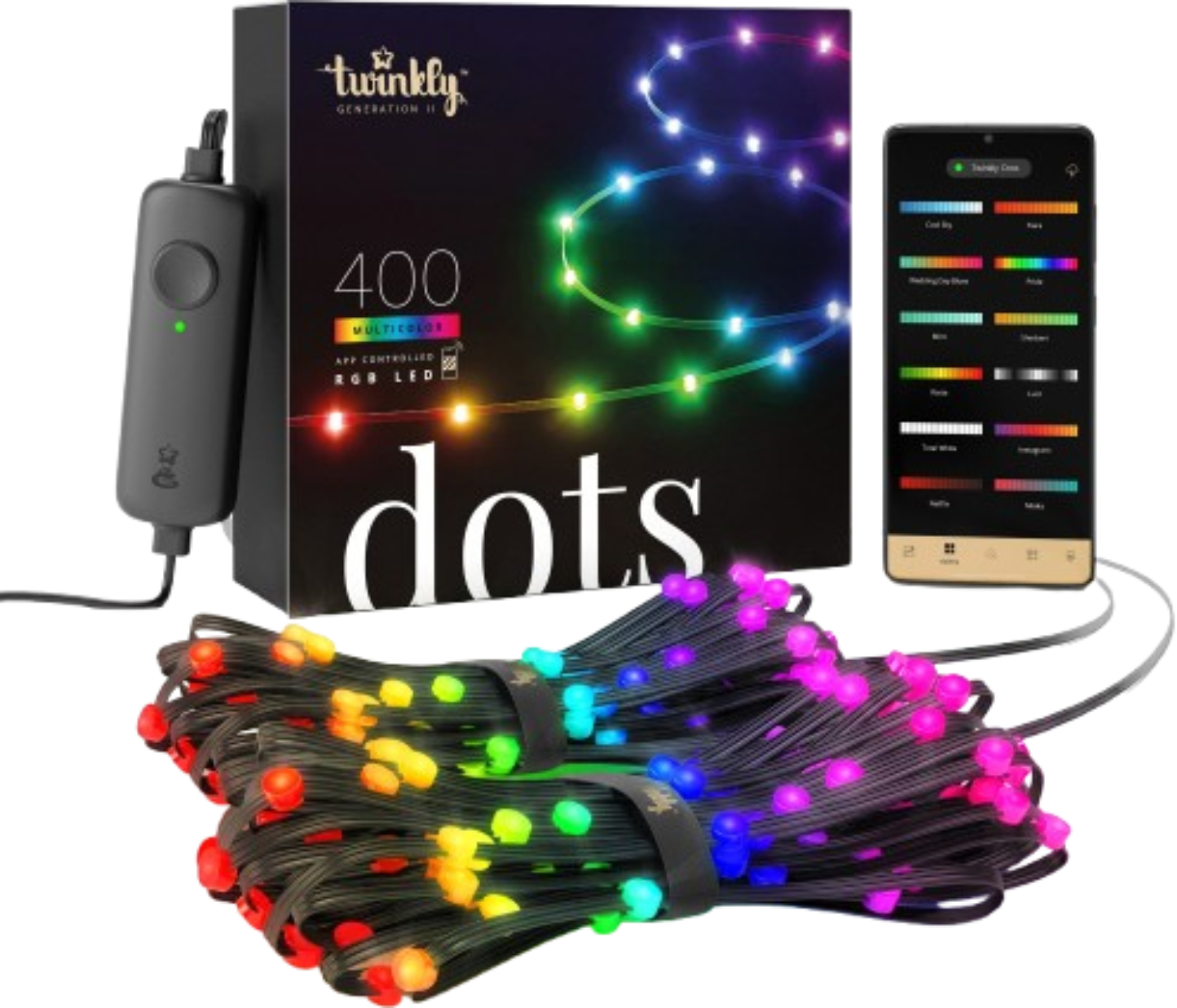 Гирлянда линейная Twinkly Dots Lights RGB 400 IP44 20м USB-C (TWD400STP-BEU) - Фото 1