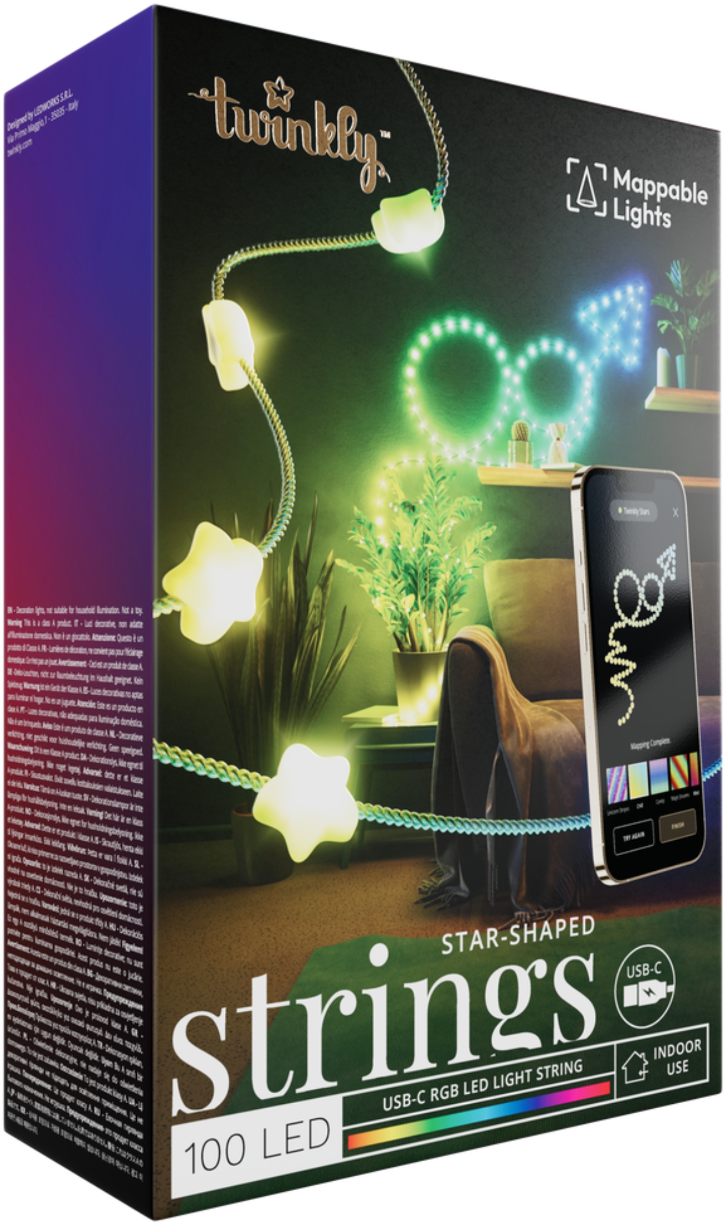 Гирлянда фигурная Twinkly Strings Star RGB 100 IP20 6м USB-C (TWKS100RGB-T) - Фото 1