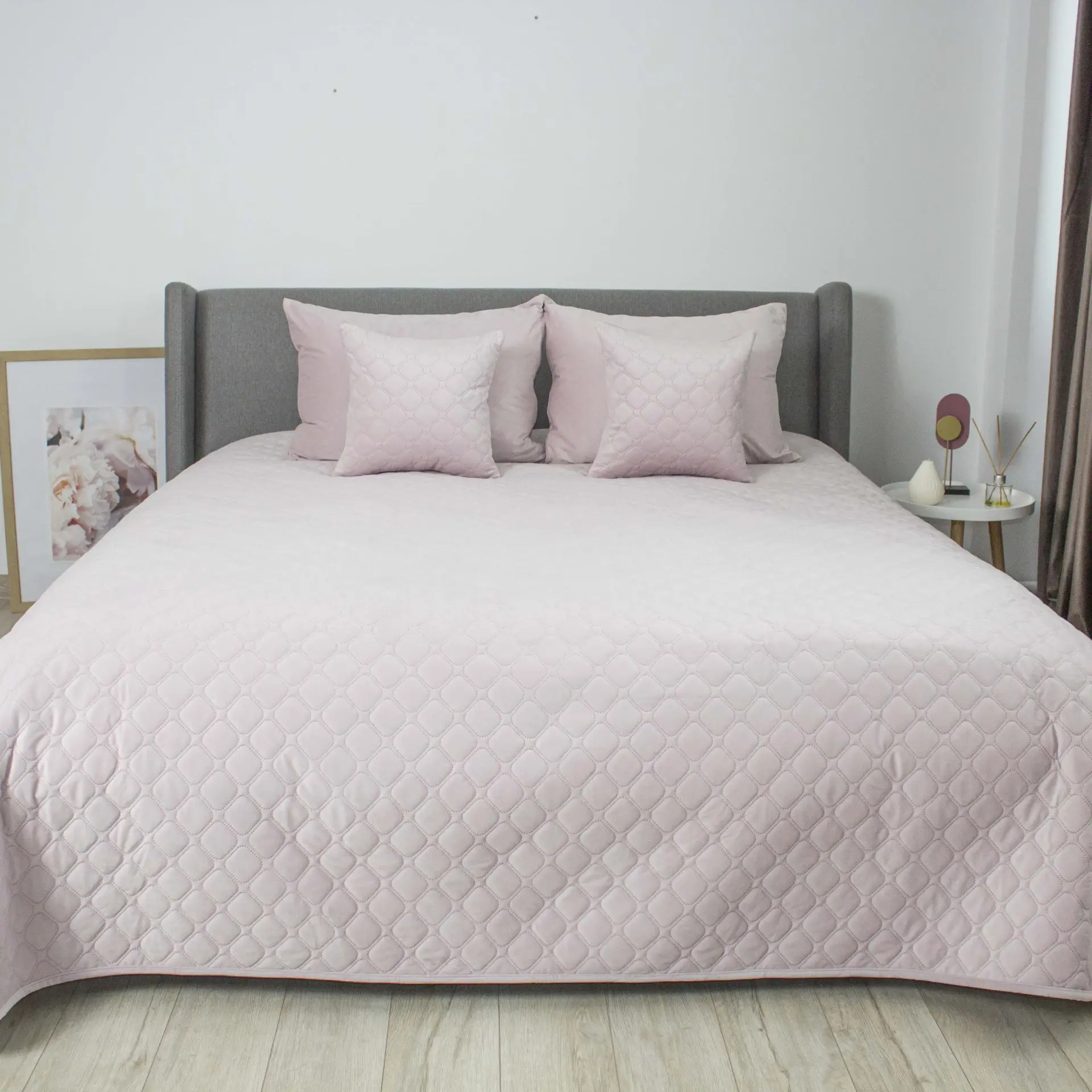 Покрывало двуспальное ТЕП VELOUR 180х240 см ЛИЛАК ПАУДЕР/Ромб круглый (4-00516_33872) - Фото 1
