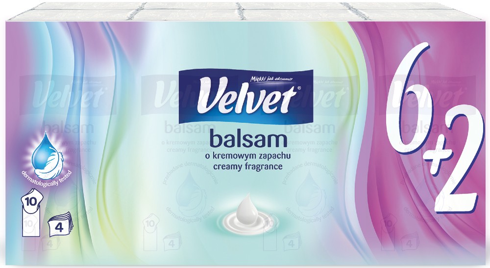 Салфетки гигиенические сухие Velvet Бальзам с кремовым ароматом 8 шт. (​5901478971111) - Фото 1