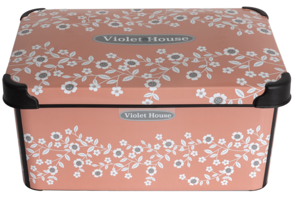 Короб для хранения VIOLET HOUSE 0647 Decor Antrasit Flower с/кр. 10 л - Фото 1