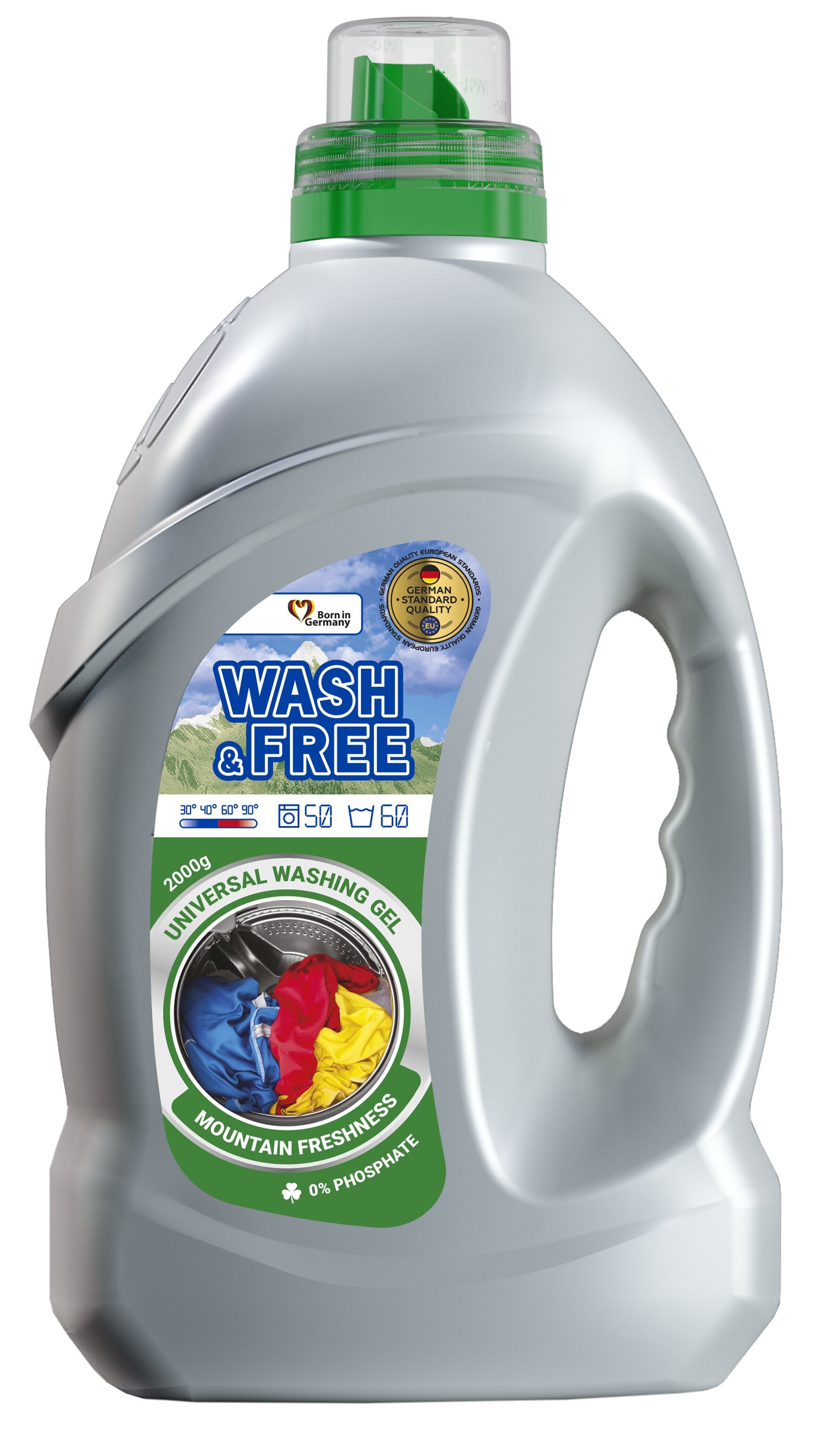 Гель для стирки WASH & FREE Универсальный Горная свежесть 2000г - Фото 1