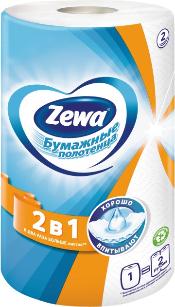 Полотенца бумажные Zewa 2 в 1 2-слойные 1 шт. (7322540827743) - Фото 1