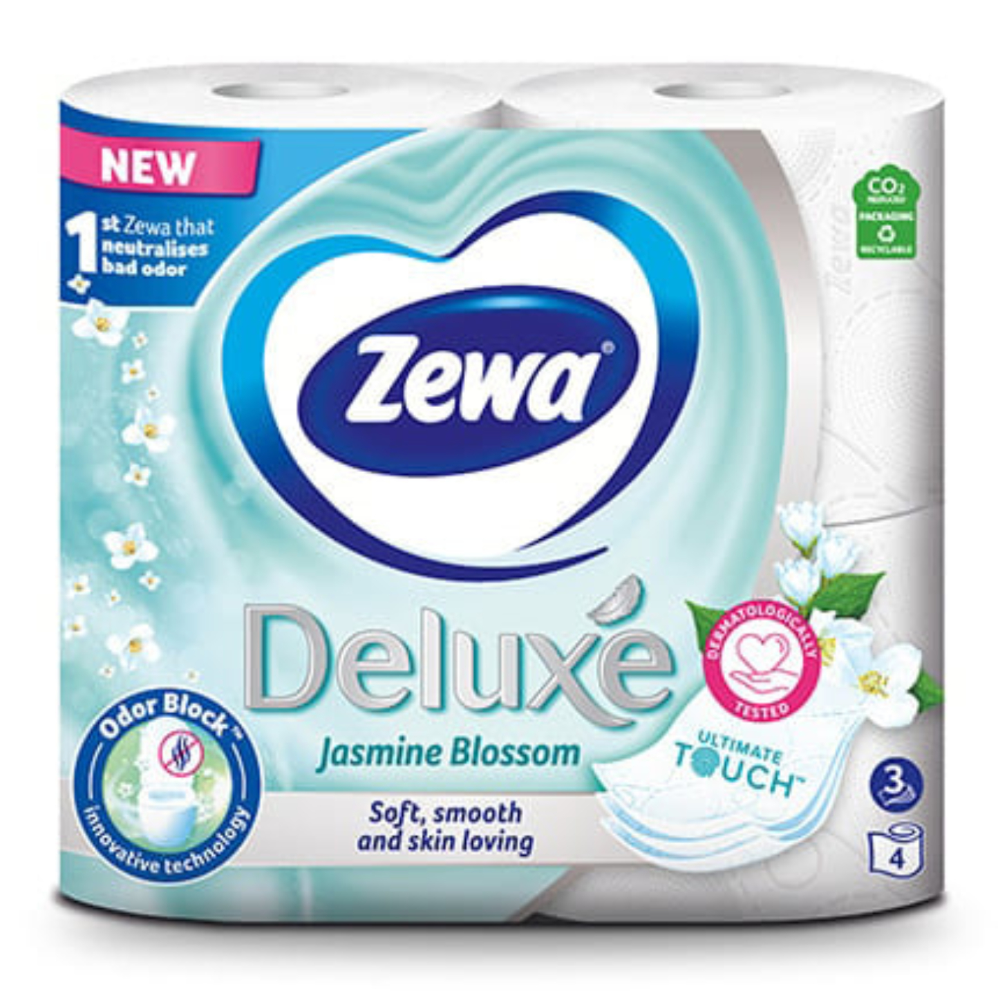 Туалетная бумага Zewa Deluxe Жасмин (белый) 3-слой. 4 рулона (7322542174074) - Фото 1