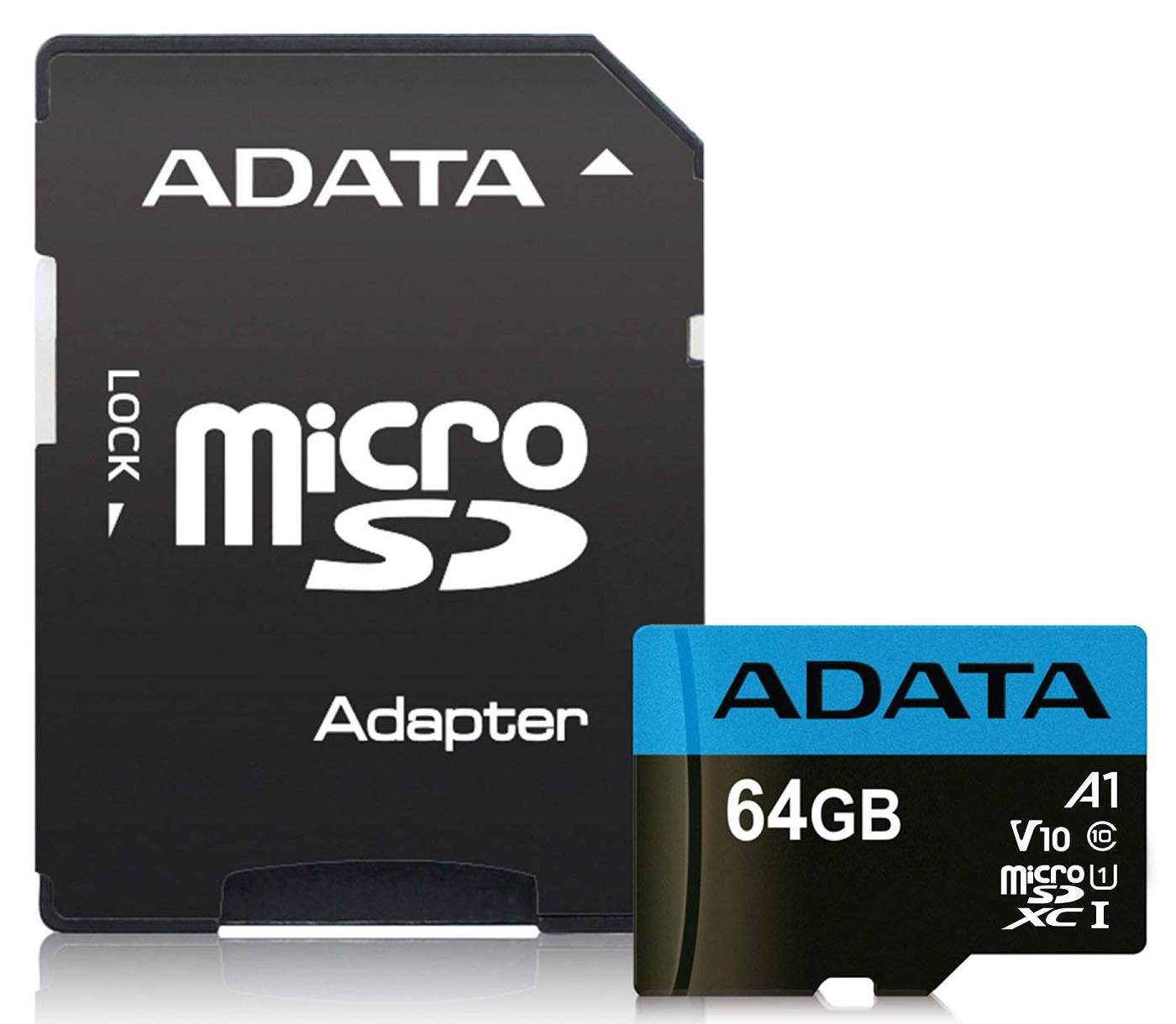 Карта пам'яті A-DATA microSDXC 64GB C10 UHS-I A1 + SD (AUSDX64GUICL10A1-RA1) - Фото 1