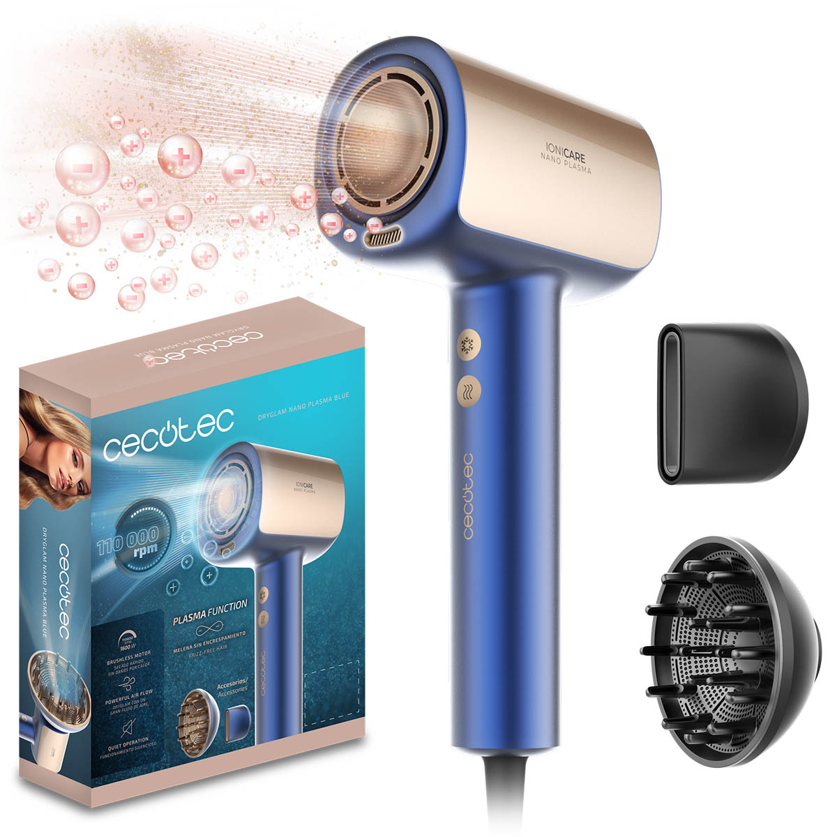 Фен Cecotec DryGlam Nano Plasma Blue (A01_EU01_101439) - Фото 1