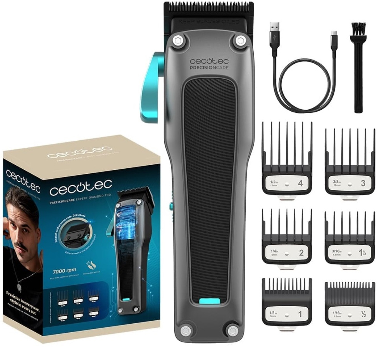 Машинка для стрижки волосся Cecotec PrecisionCare Expert Diamond Pro (A01_EU01_104488) - Фото 1