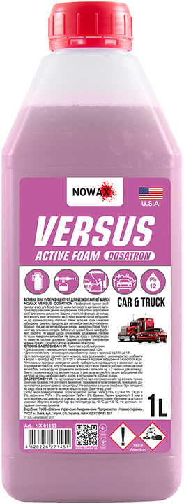 Піна для мийки авто NOWAX суперконцентрат для безконтактної мийки Versus Dosatron Active Foam 1 л (NX01183) - Фото 1