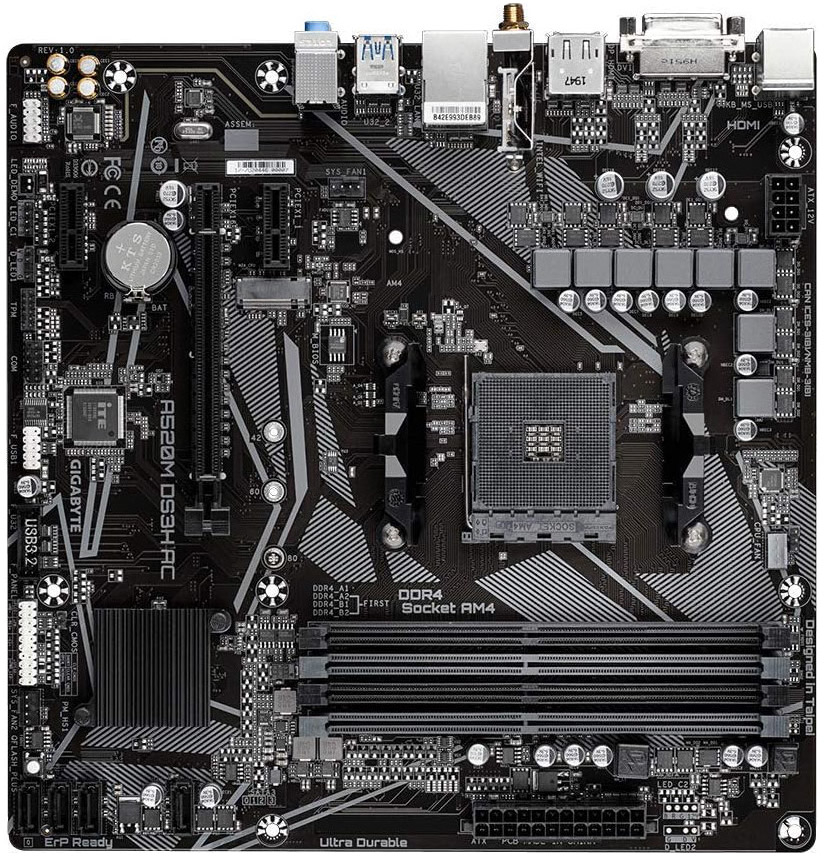 Материнская плата Gigabyte sAM4 AMD A520 4xDDR4 (A520M DS3H AC) - Фото 1