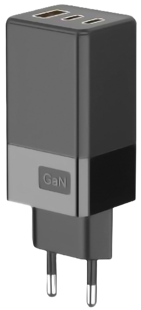Сетевое зарядное устройство Profit U65 GAN PD QC3.0, 65W USB A+2C Black (000001842) - Фото 1