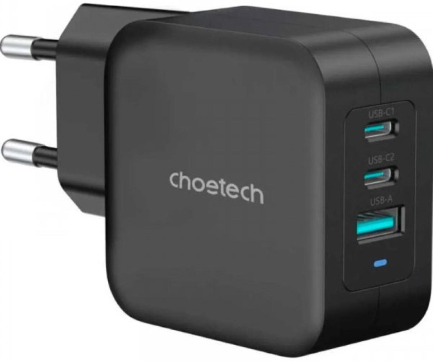Сетевое зарядное устройство Choetech 3xUSB 100W GaN (2хUSB-C+1хUSB-A) Wall Charger Black (PD8005-V2-EU-BK) - Фото 1