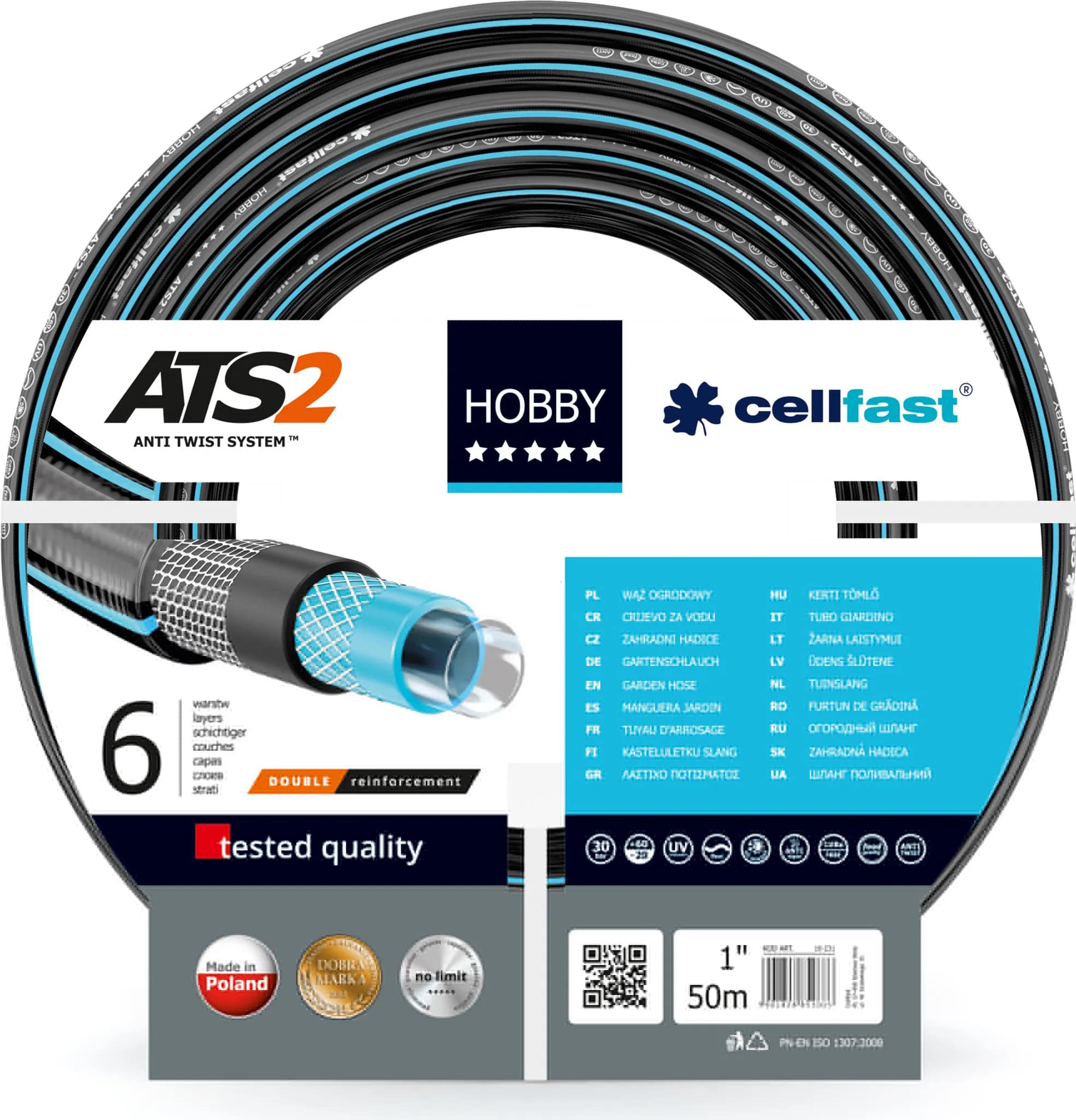 Шланг поливочный Cellfast Hobby ATS2 50 м 1" (16-231) - Фото 1