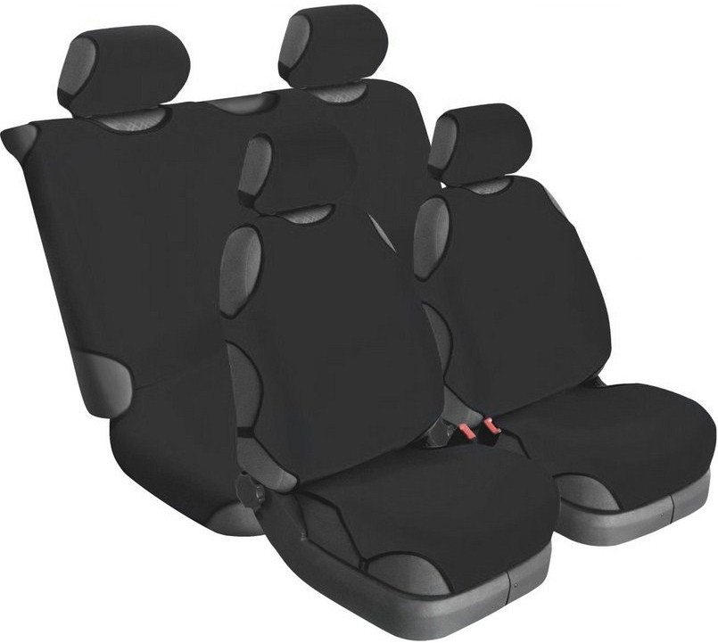 Комплект накидок на сидіння автомобіля Beltex Delux чорний 4 шт. без підголовників (BX14210) - Фото 1