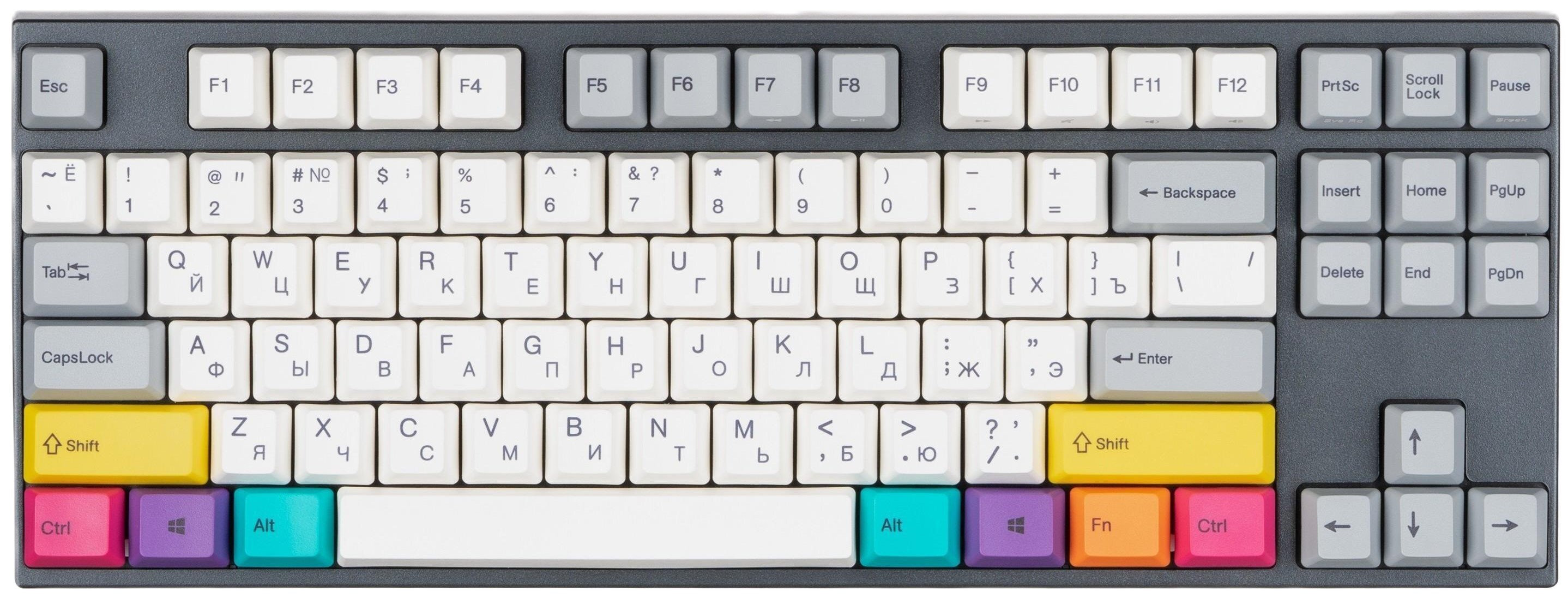 Клавіатура бездротова ігрова Varmilo APT87 CMYK, C-TK Brown, WL/USB-A, White Led (A92A024D3A5A17A007) - Фото 1