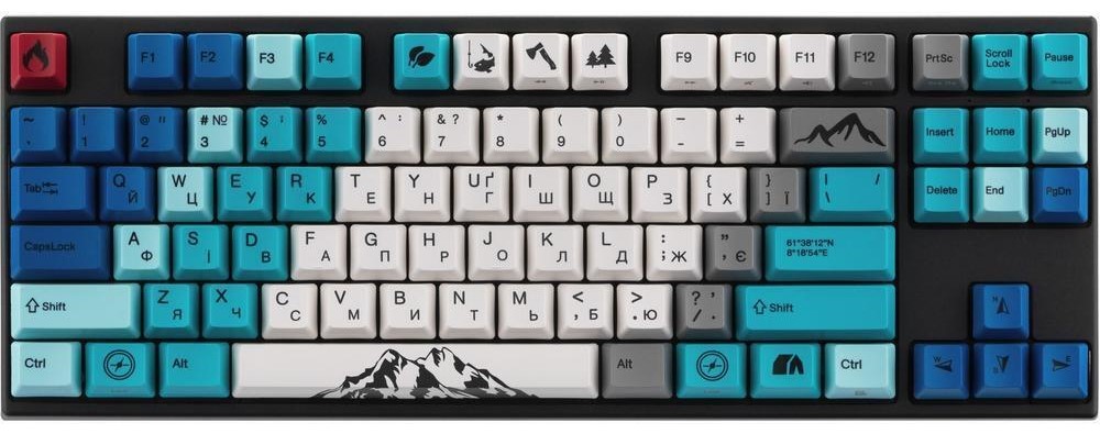 Клавіатура дротова ігрова Varmilo APG87 Summit R1, C-TK Red, WL/USB-A, White Led (A94A050D4A5A17A007) - Фото 1