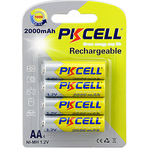 Аккумулятор тип AA PKCELL HR06/AA 2000mAh NiMH 4 шт. (PC/AA2000-4BR) - Фото 1