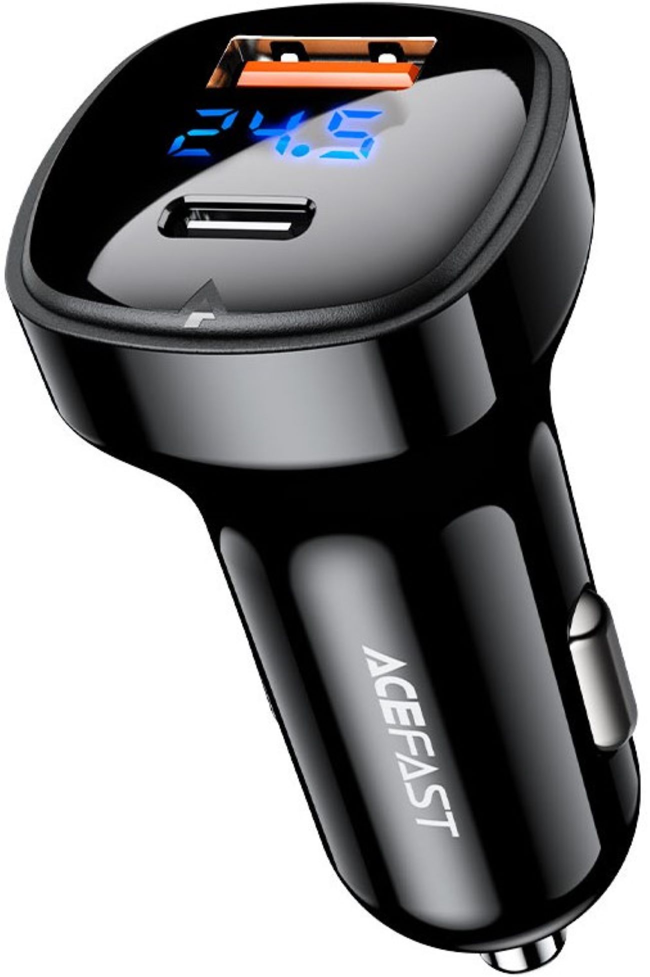 Автомобильное зарядное устройство AceFast 2xUSB 66W (USB-C + USB-A) B4 with digital display (6974316280392) - Фото 1