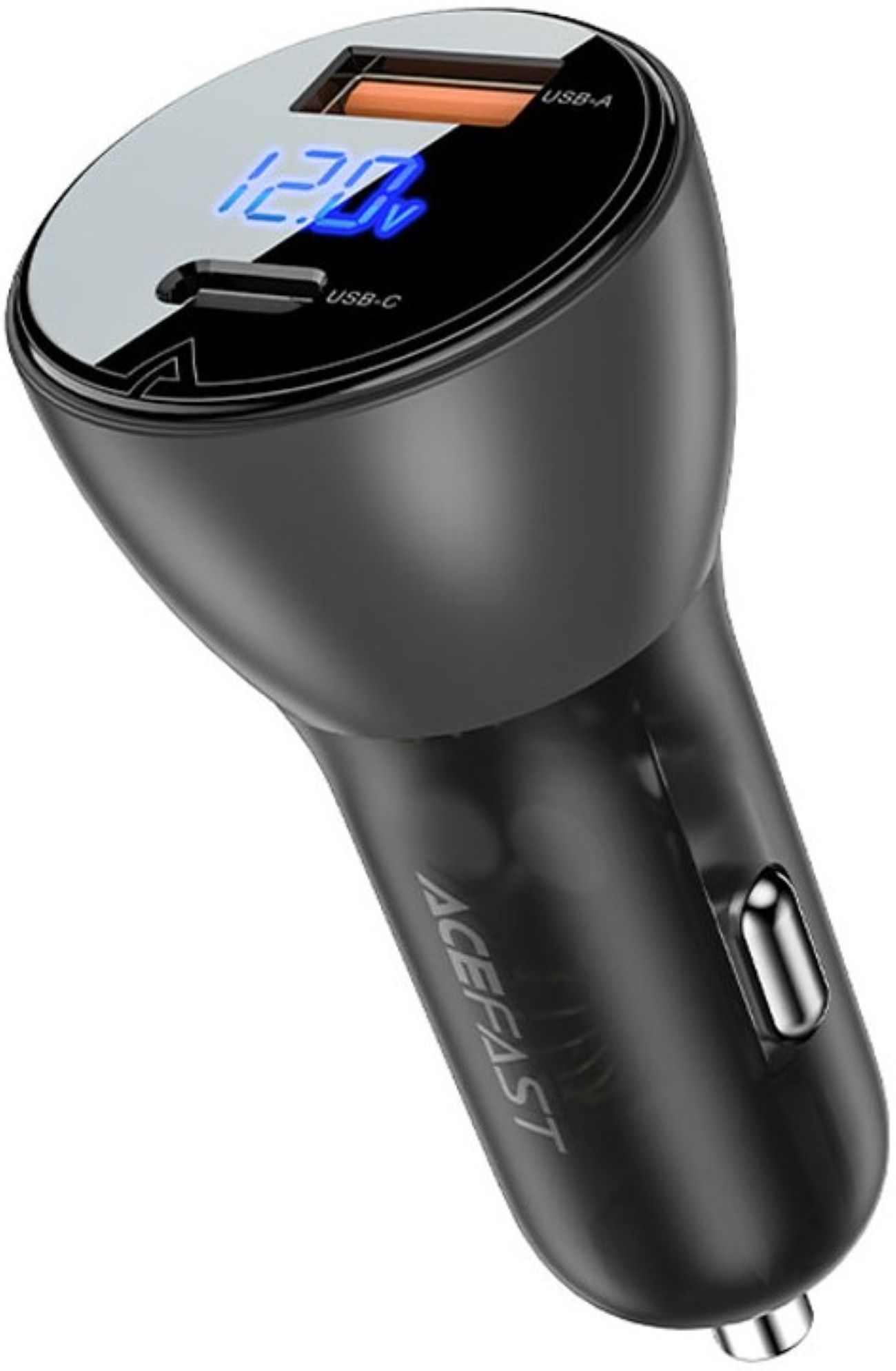 Автомобильное зарядное устройство AceFast 2xUSB 63W (USB-C + USB-A) B6 with digital display (6974316280972) - Фото 1