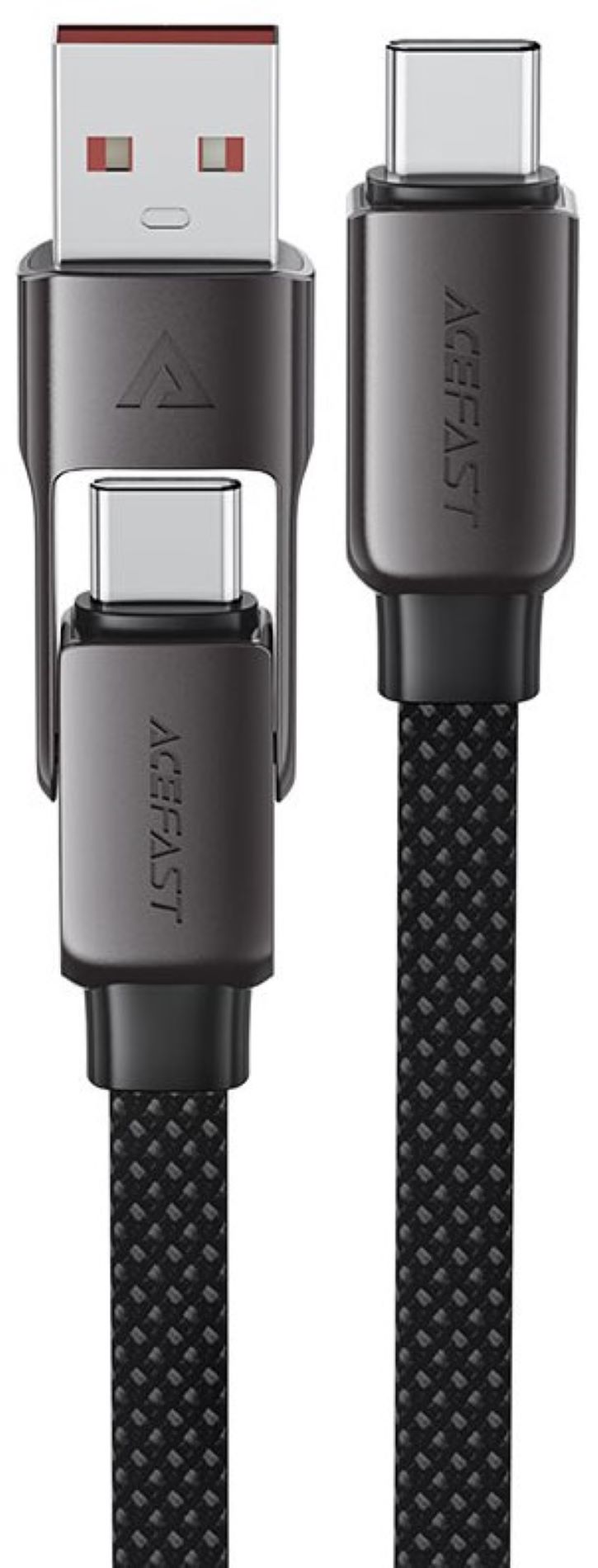 Кабель синхронизации данных AceFast USB 2.0 USB-A/USB-C to USB-C, 1.2 м, 20V, 3.0A, zink alloy Black, C13-04 (6974316282334) - Фото 1