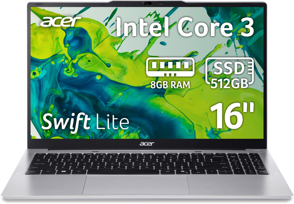 Купити Ноутбук Acer Swift Lite 16 SFL16-31P-34N6 (NX.D4WEU.001) Silver - Фото 1 Ноутбук Acer Swift Lite 16 SFL16-31P-34N6 (NX.D4WEU.001) Silver - Фото 1