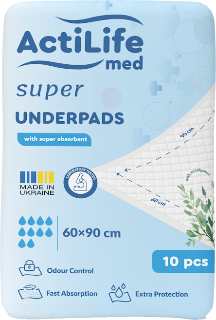Пелюшка для дорослих Actilife med Super 60 х 90, 10 шт (981433)