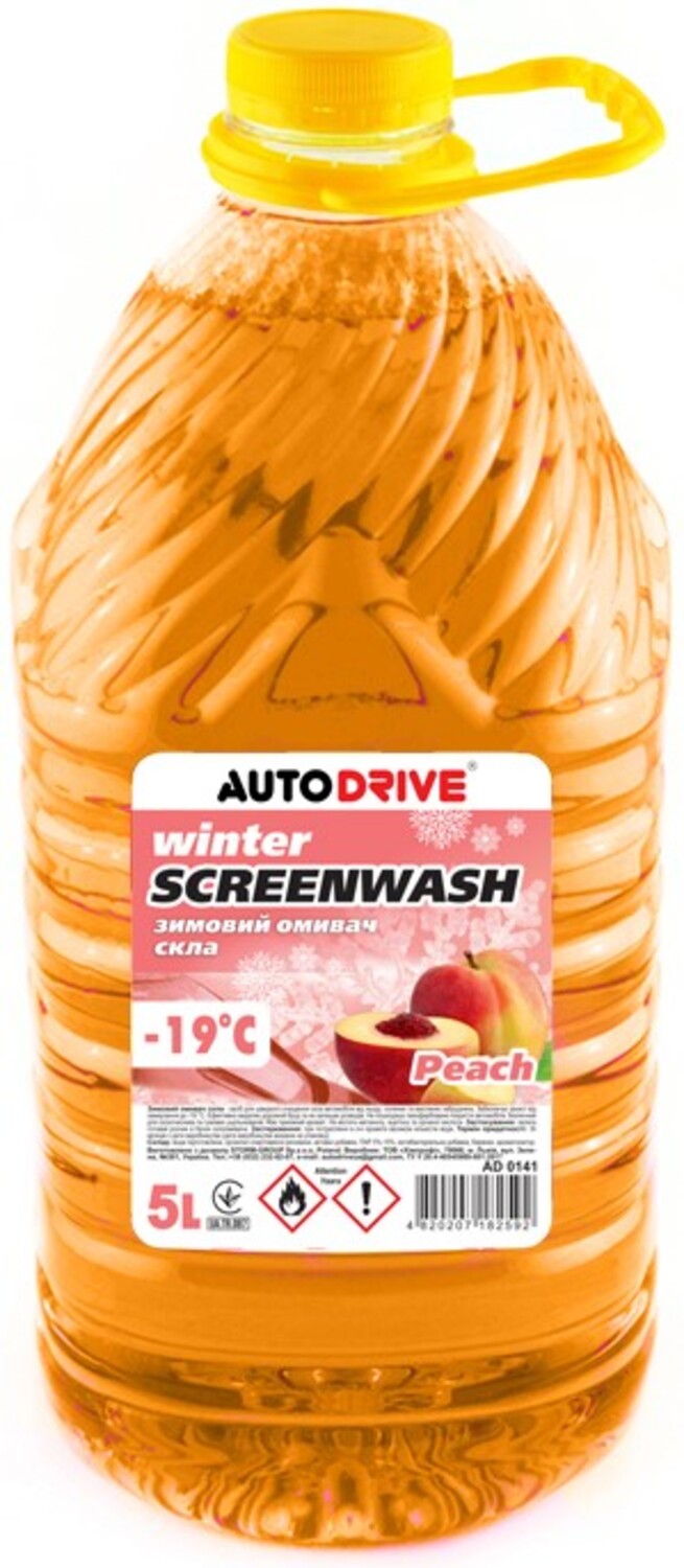 Омивач скла Auto Drive WINTER SCREEN WASH PEACH -19 °С ПЕТ 5 л (AD0141) - Фото 1